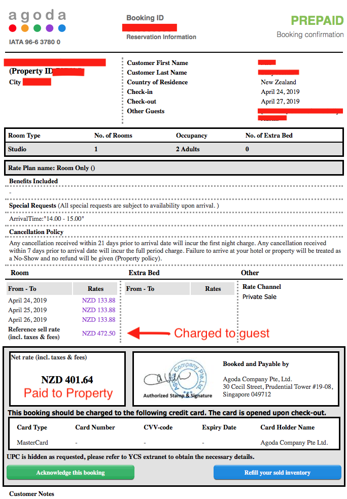 Agoda Booking Confirmation Document