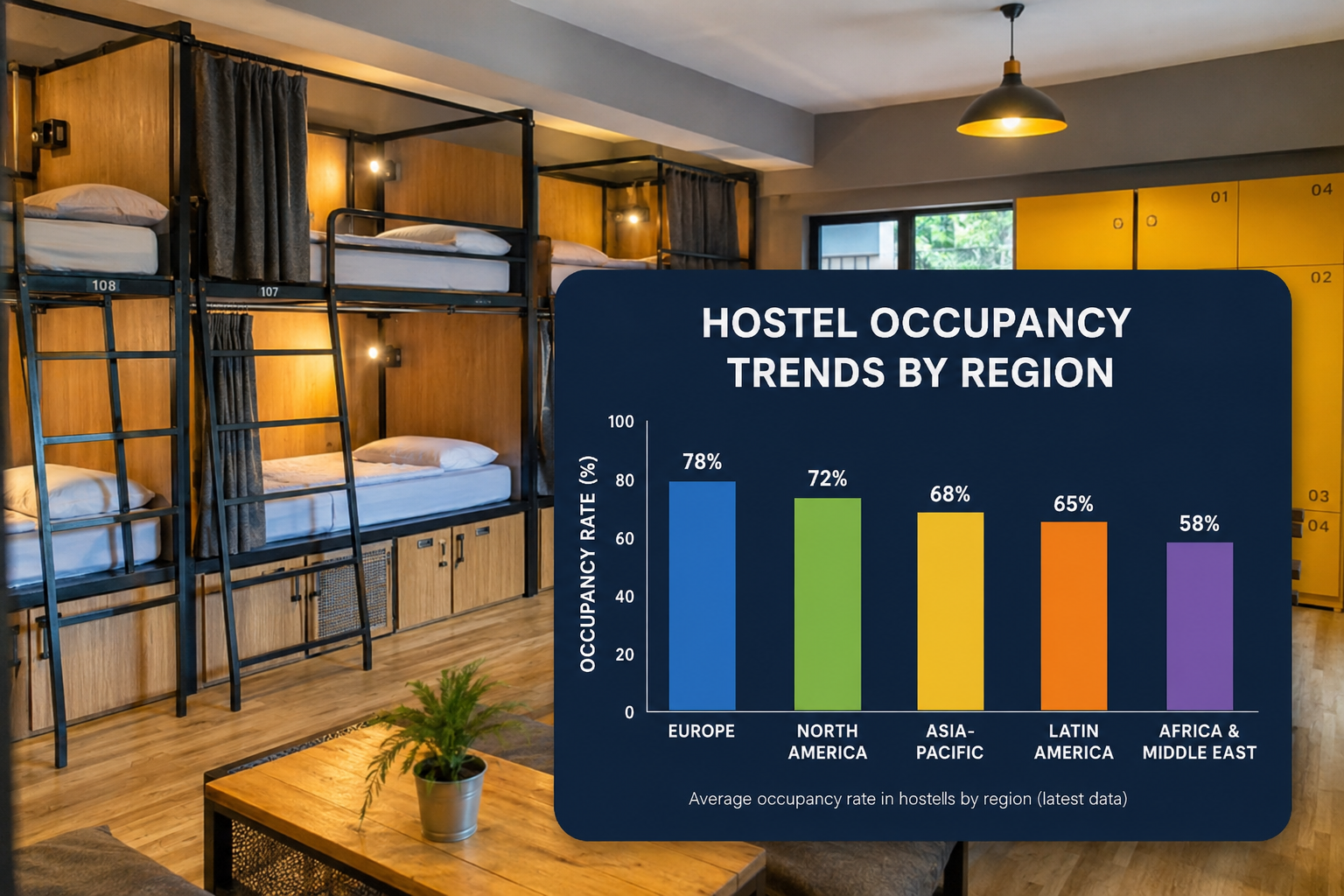 Hostel occupancy by region Hostel occupancy trends by region (data breakdown)