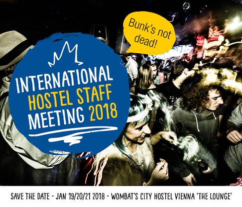 Announcement for the International Hostel Staff Meeting at Wombat's