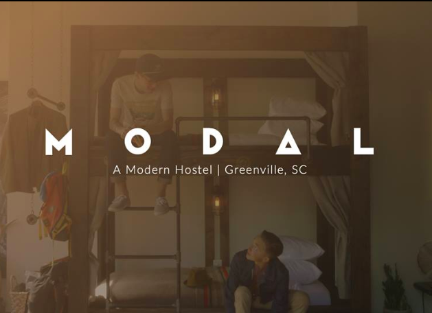 Modal Hostel, Greenville South Carolina Poster, Bunkbeds & guests