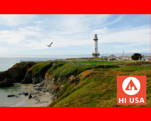 Overhead view of lighthouse at Pigeon Point Hostel