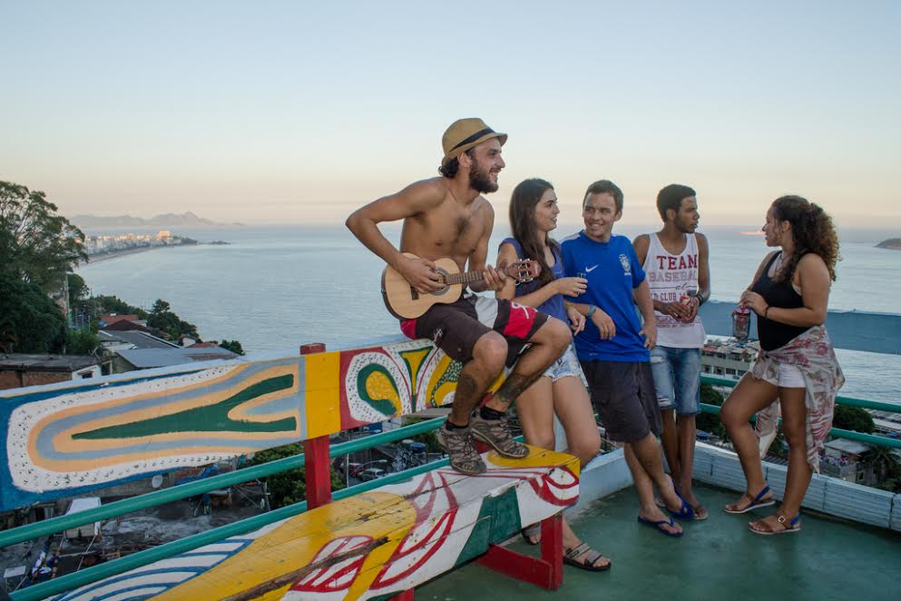 Favela Experience hostel with guests outside