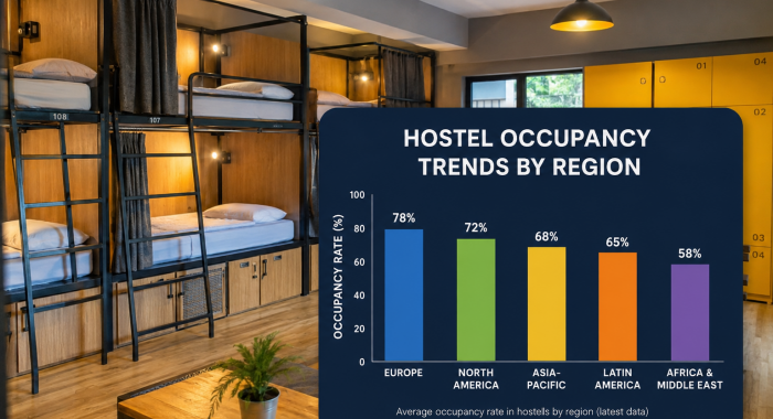 Hostel occupancy by region Hostel occupancy trends by region (data breakdown)