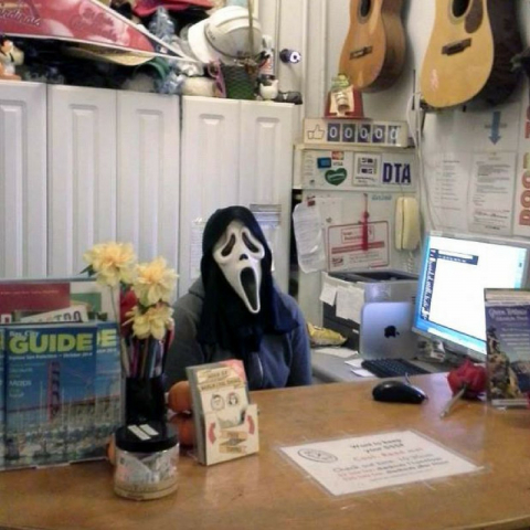 Unfriendly Scary Receptionist at Hostel Front Desk Unfriendly Scary Receptionist at Hostel Front Desk