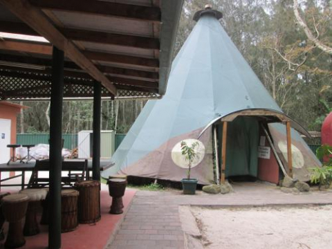 arts factory teepee djembes accommodation sleep tent outside hostel