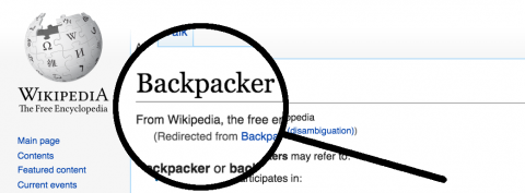 Magnifying Glass on Backpacker Word Magnifying Glass on Backpacker Word