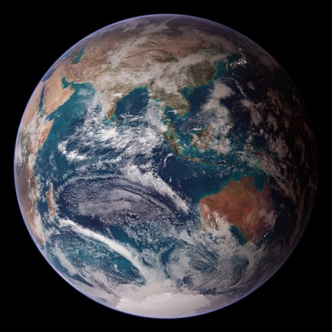 globe planet earth from space world ocean asia