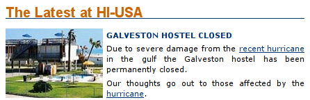 hi galveston hostel closed