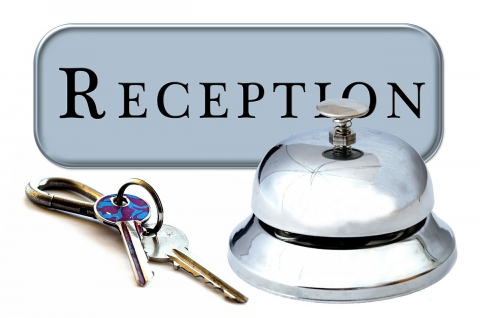 Is your reception screening potential guests? hotel reception sign with bell and keys
