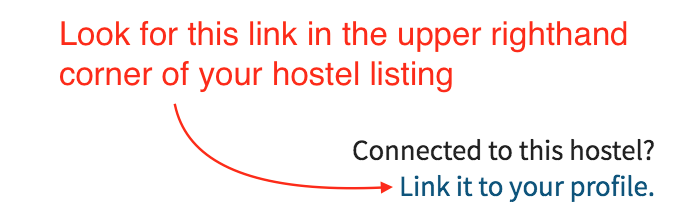 A screenshot showing how to link a hostel to your profile 