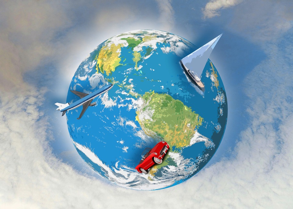 travel world globe planet earth boat car plane