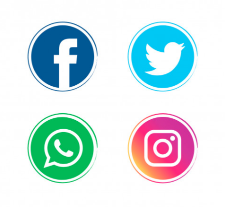Four Icons Facebook, Twitter, Instagram, WhatsApp